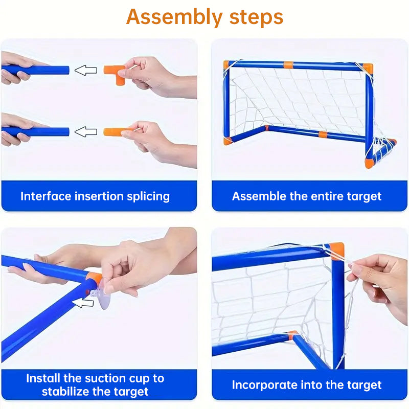 Mini foldable plastic soccer set, detachable posts, high-strength, indoor/outdoor, kids' bday gift