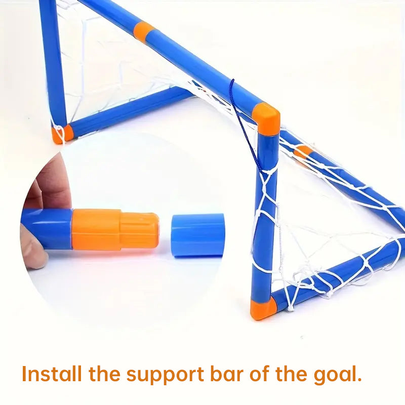Mini foldable plastic soccer set, detachable posts, high-strength, indoor/outdoor, kids' bday gift