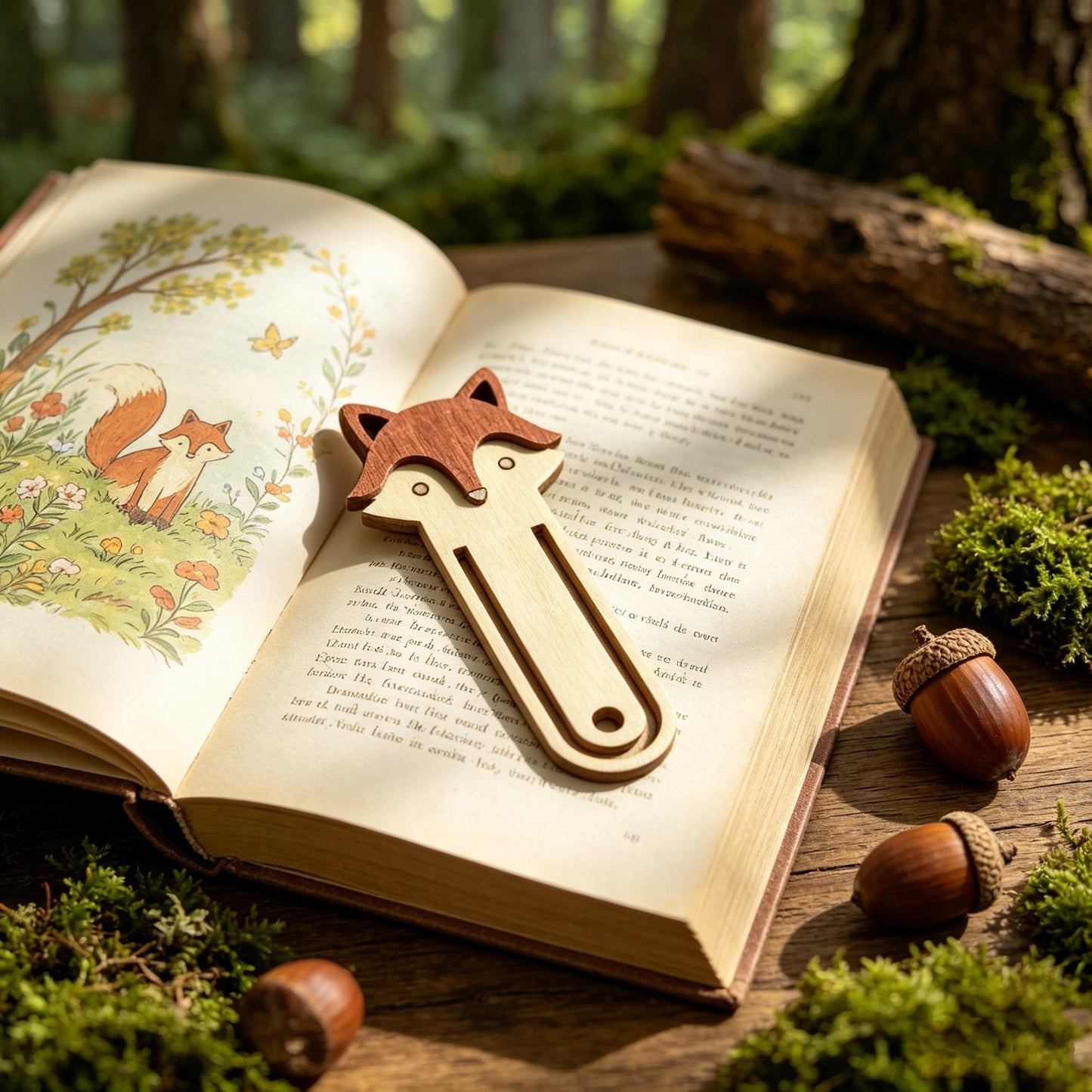 Retro Log Animal Bookmark Fox Bear Lion Three-dimensional Wooden Clip Student Reading Stationery Holiday Gift from QuestCrate