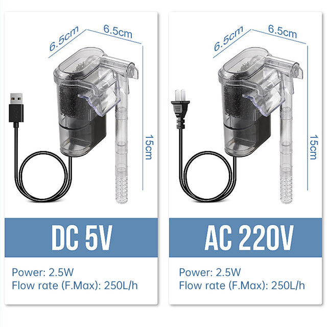 USB Hanging Aquarium Filter (Mini, 250L/H)