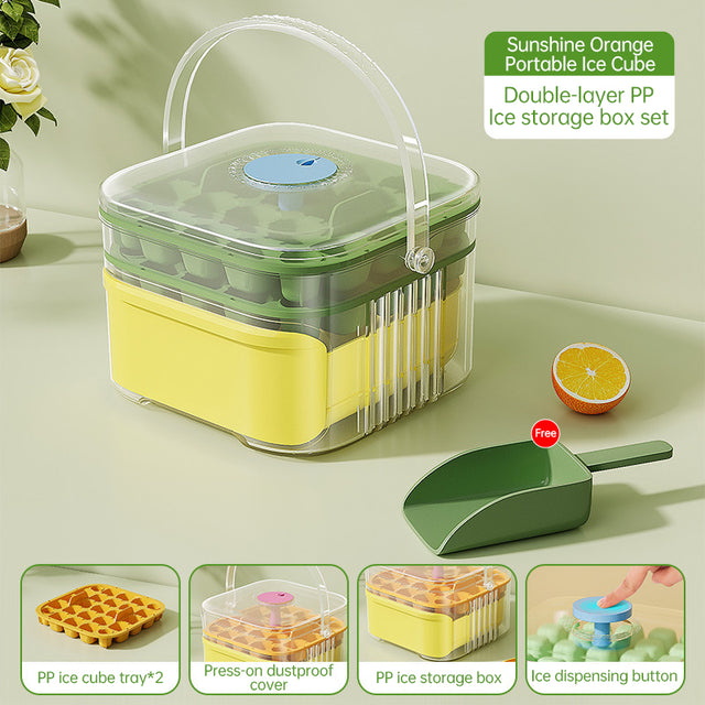 50-Grid Large Capacity Ice Maker household food-grade plastic double-layer ice storage barrel & ice ball mold set