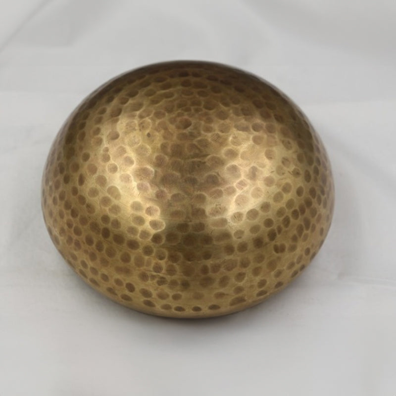 Tibetan brass singing bowl with Sanskrit – handmade meditation instrument for stress relief.